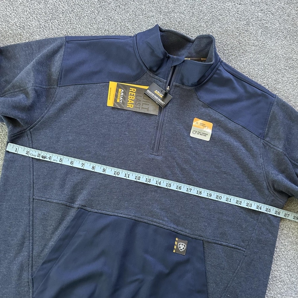 Ariat Jacket Mens XL Blue Rebar Workman 1/4 Zip Duracanvas Fleece Pullover - Picture 8 of 11